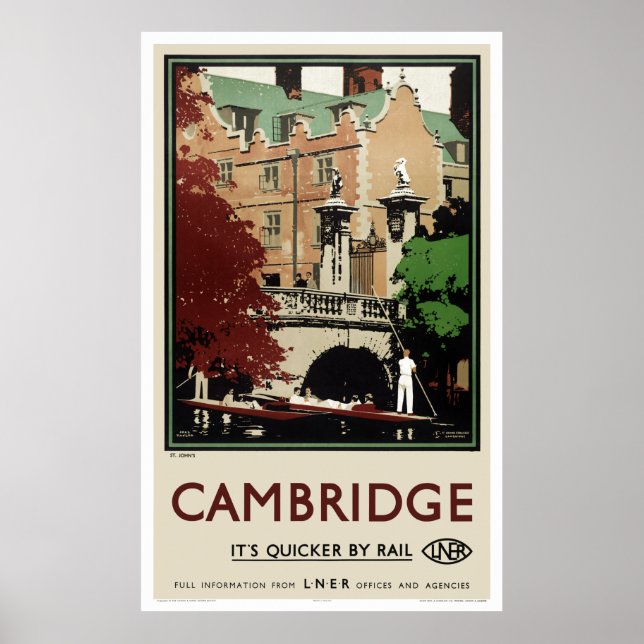 Angleterre Cambridge Poster Vintage voyage restaur (Devant)