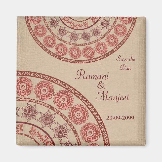 Anglo Indian Save the Date Mariage Magnet (Devant)