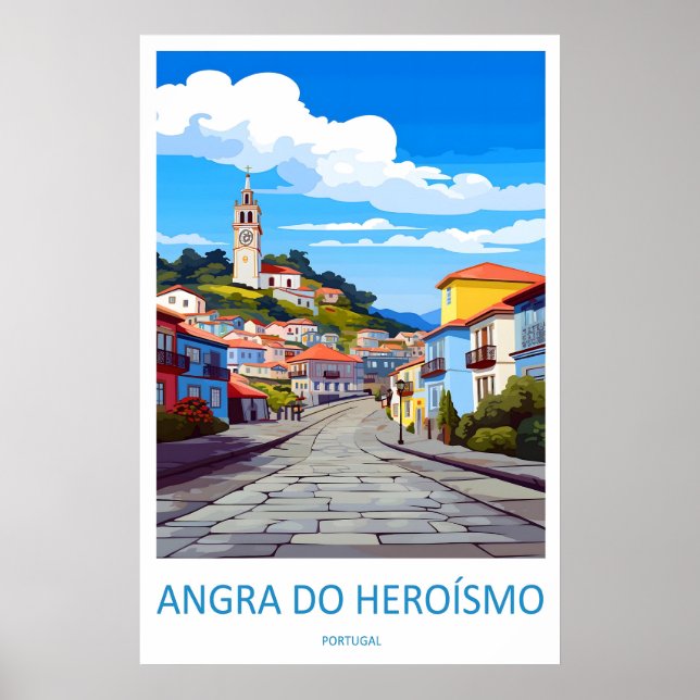 Angra Do Herosmo Affiche de voyage vintage Ski (Devant)