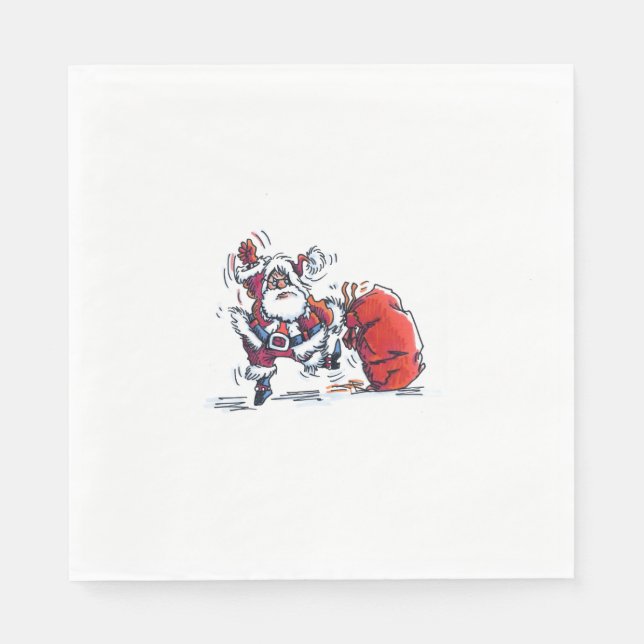 Angry Père Noël serviettes en papier pour déjeuner (Devant)