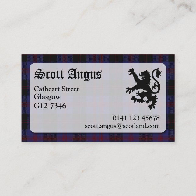 Angus Tartan Carte de visite (Devant)