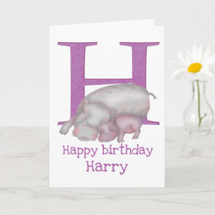 Animal ABC H est pour la carte d'anniversaire hipp