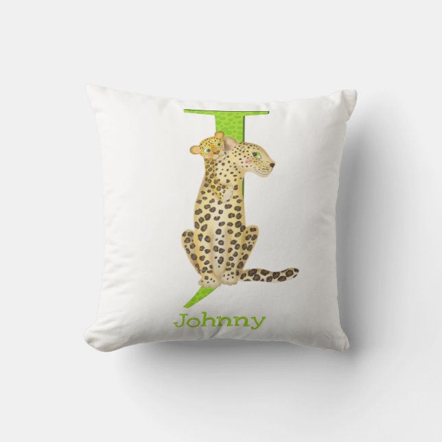 Animal ABC J est pour coussin jaguar (Recto)