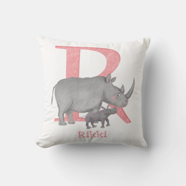 Animal ABC R est pour coussin rhino (Recto)