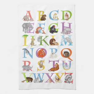 Animal ABC serviette à thé (version bleue)