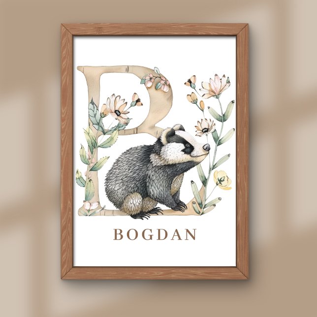 Animal Alphabet Letter B Kids Name Nursery Poster (Créateur téléchargé)