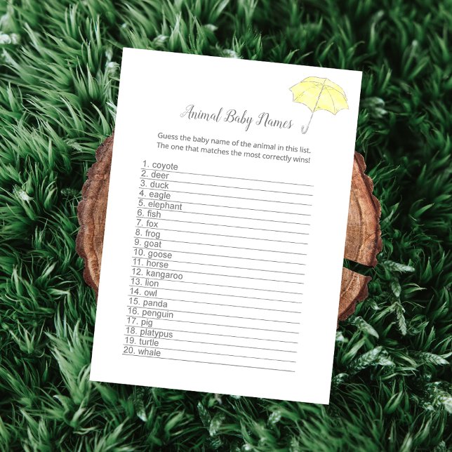 Animal Baby Names Baby Sprinkle Carte de jeu de do (Créateur téléchargé)