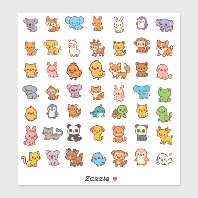 animal cartoon sticker pack (Feuille)