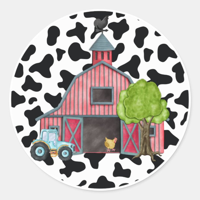 Animal de ferme Barnyard Anniversaire Sticker Fête (Devant)