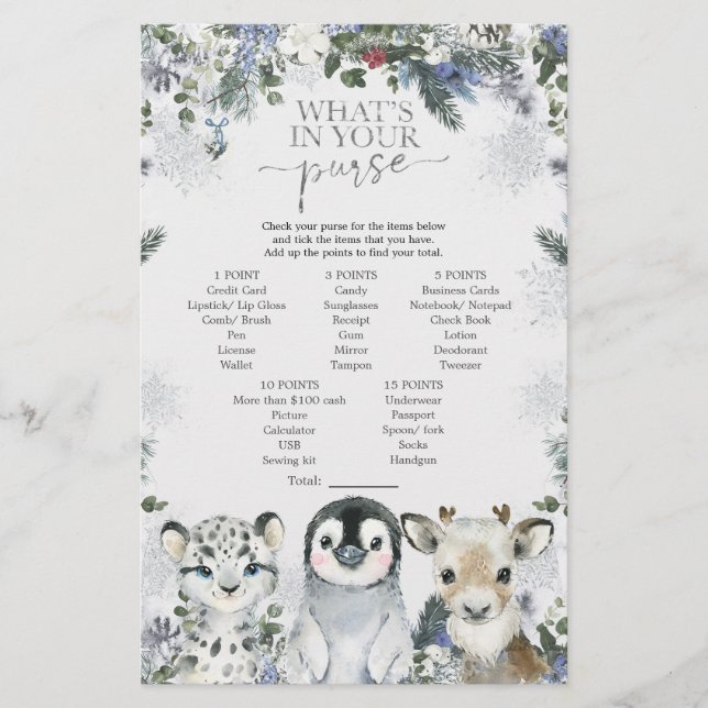 Animal de l'Arctique hiver Onederland Douche sac (Devant)