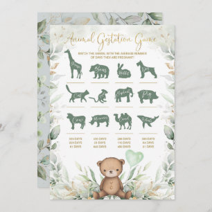 Animal Gestation Teddy Bear Baby shower Carte de j