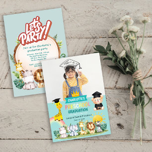 Animal Kids Preschool Graduol Party Invitation