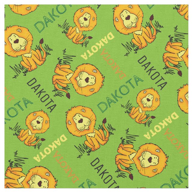 Animal lion nom personnalisé tissu enfant (Fermer)