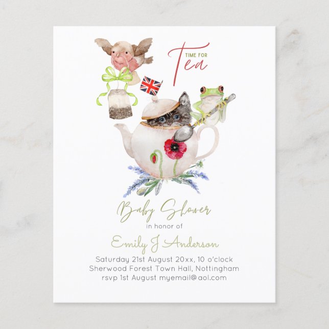 Animal Magic Tea Party Budget du Baby shower (Devant)