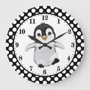 animal mignon amoureux de pingouin Grosse horloge
