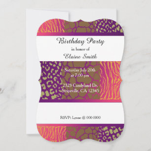 Animal Motif Jewel Tones Anniversaire Invitation