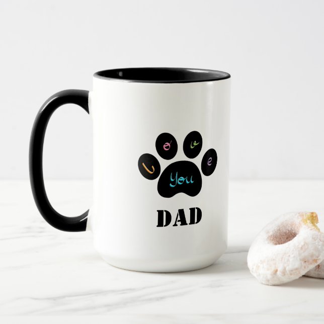 Animal Paw Chien / Chat Vous aimez DAD Coffee Mug (Avec donut)