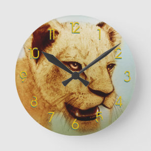 Animal sauvage coloré - Lion, Horloge Ronde