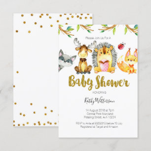 Animal Woodland Créatures Baby shower Invitation