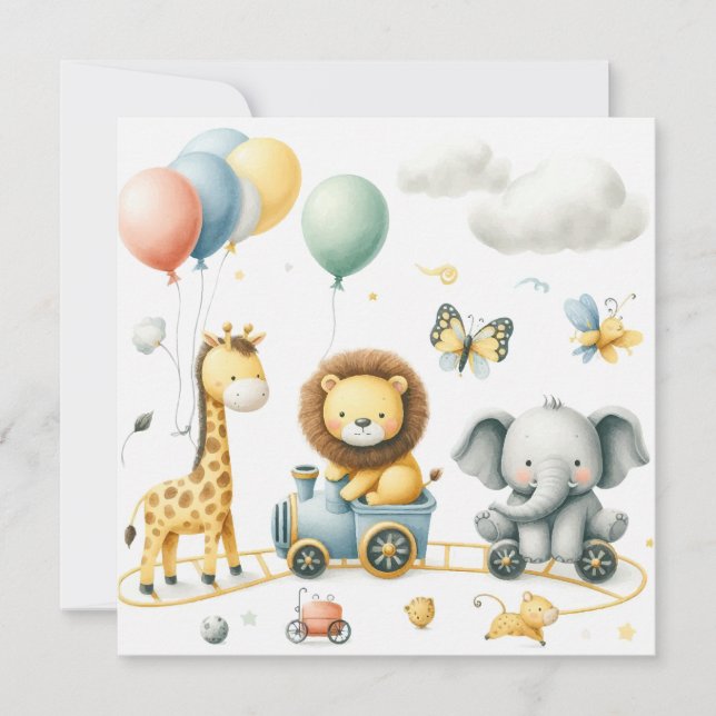 Animals birthday Personalize Custom card (Devant)