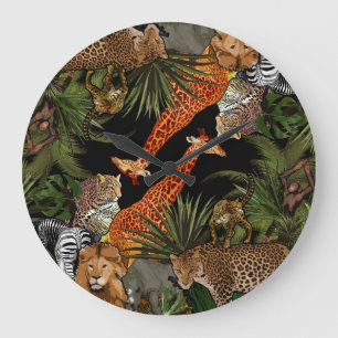 Animaux africains Acrylique Horloge murale