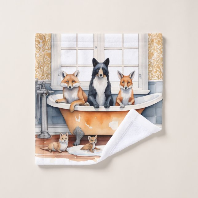 Animaux amusants dans le bain (Gant de toilette)