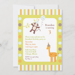 Animaux Anniversaire Fête Appartement Invitation