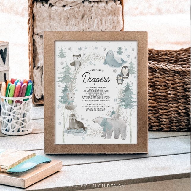 Animaux arctiques Baby shower Diapeurs nocturnes t (Créateur téléchargé)