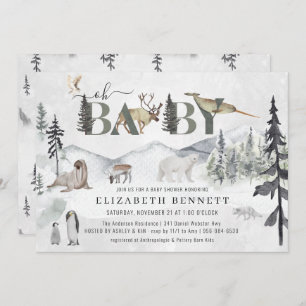 Animaux arctiques rustiques   Invitation Baby show
