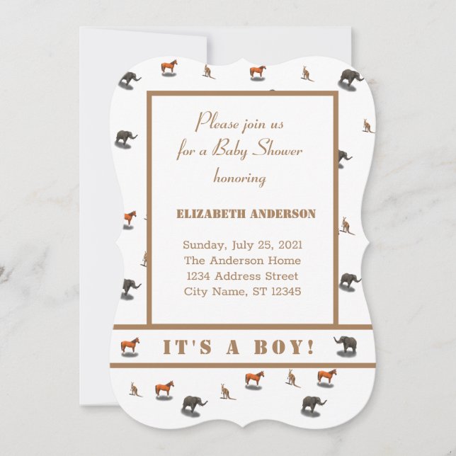 Animaux Assortis Invitation À Thème (Devant)