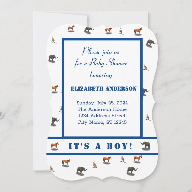 Animaux Assortis Invitation À Thème (Devant)