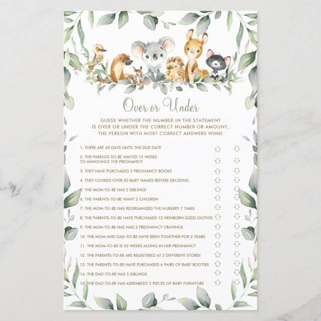 Animaux australiens Baby shower au-dessus ou au-de (Devant)