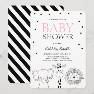 Animaux Baby shower invitation Zoo Safari Jungle G