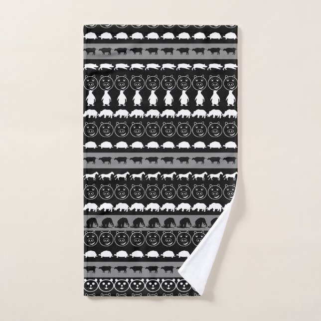 Animaux blancs noirs (Serviette à main)
