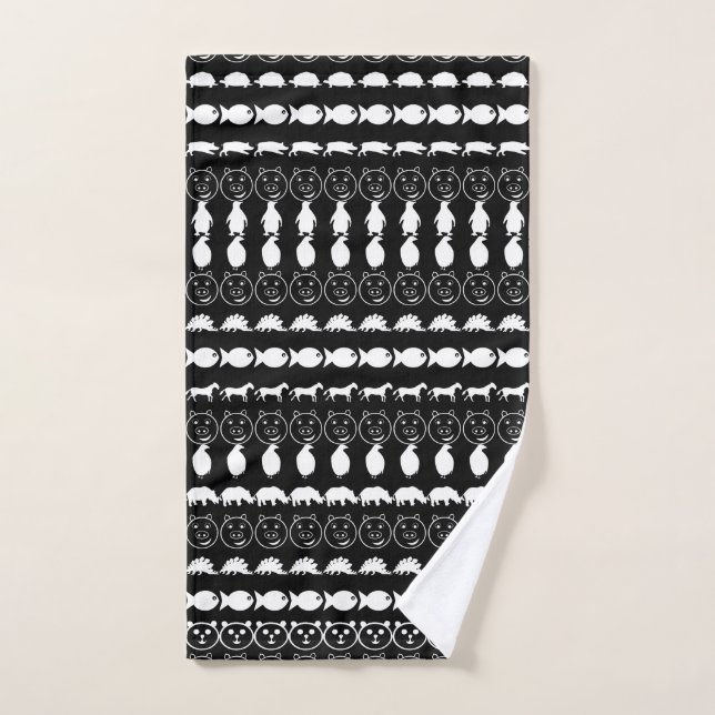Animaux blancs noirs #2 (Serviette à main)
