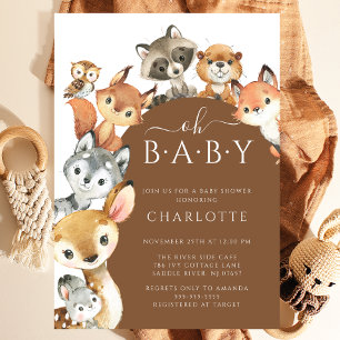 Animaux boisés modernes Invitation Baby shower