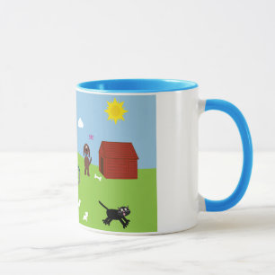 Animaux de bande dessinée et tasse mignons de