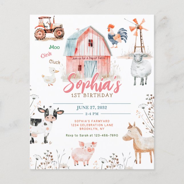 Animaux de Barnyard agricole Anniversaire de enfan (Devant)