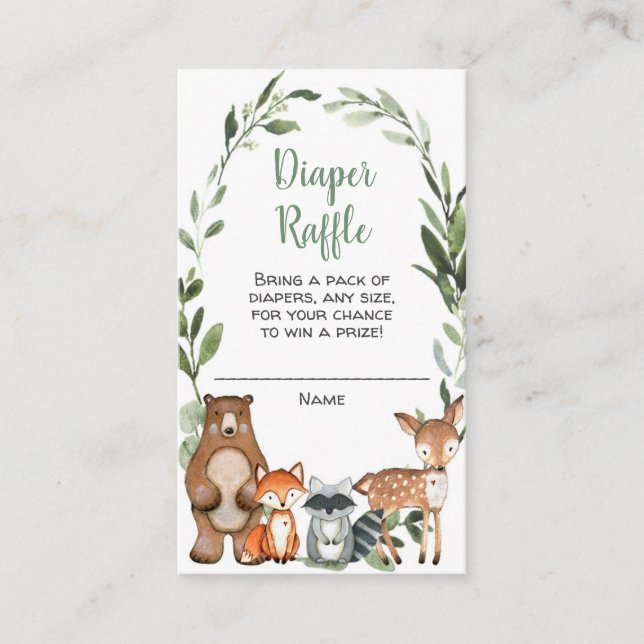 Animaux de bois baby shower cartes de tombola (Devant)