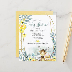 Animaux de bois Baby shower Invitations budgétaire