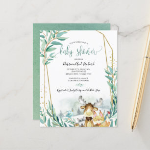 Animaux de bois Baby shower Invitations budgétaire