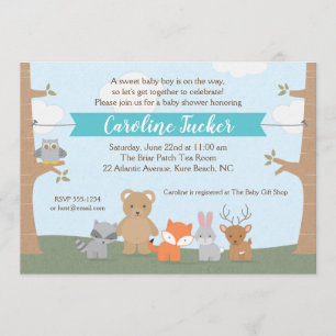 Animaux de bois bébé garçon douche Invitation