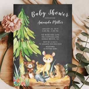 Animaux de bois doux Invitation Baby shower