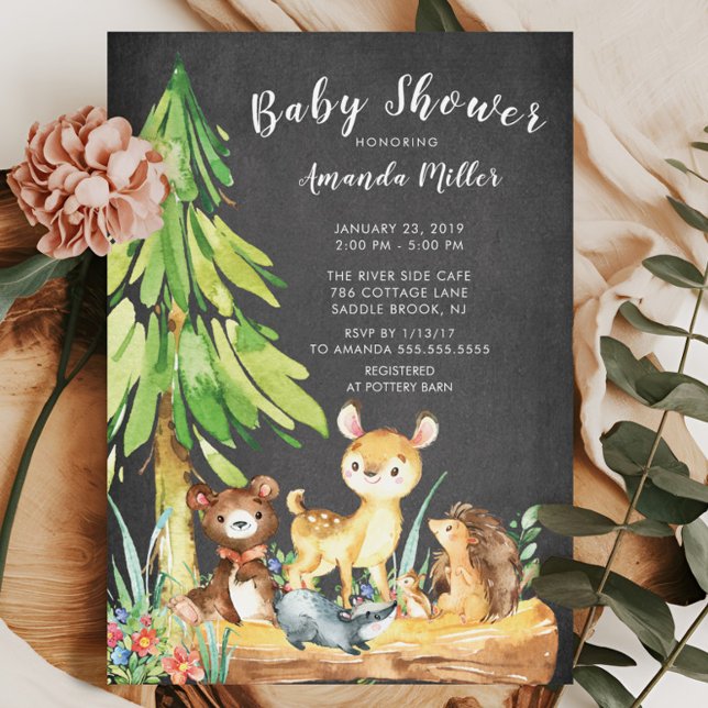 Animaux de bois doux Invitation Baby shower (Créateur téléchargé)