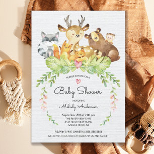 Animaux de bois doux Invitation Baby shower
