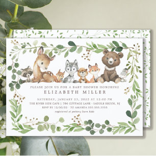 Animaux de bois doux Invitation Baby shower