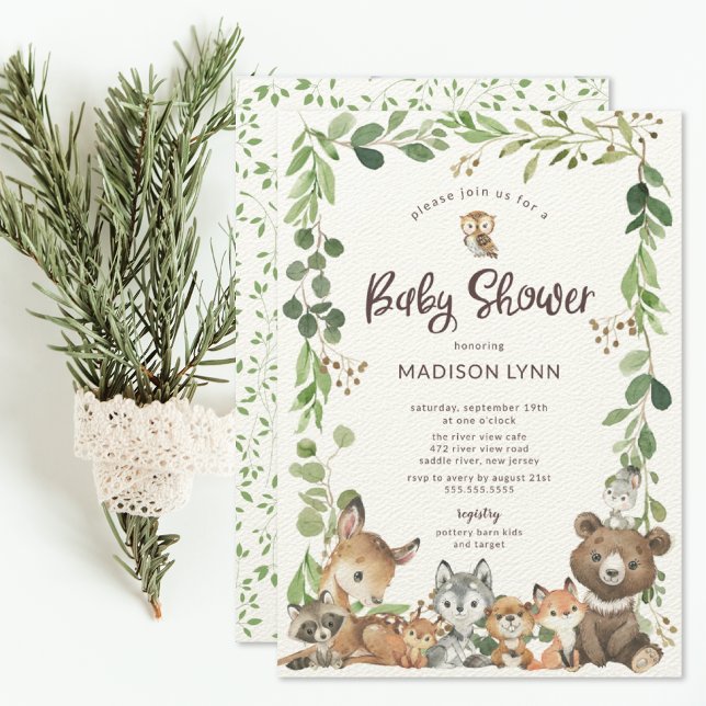 Animaux de bois doux Invitation Baby shower (Créateur téléchargé)