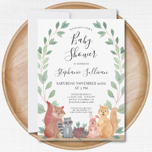 Animaux de bois mignons Invitation Baby shower