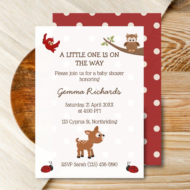 Animaux de bois mignons Invitation Baby shower (Woodland baby shower invitation mockup)