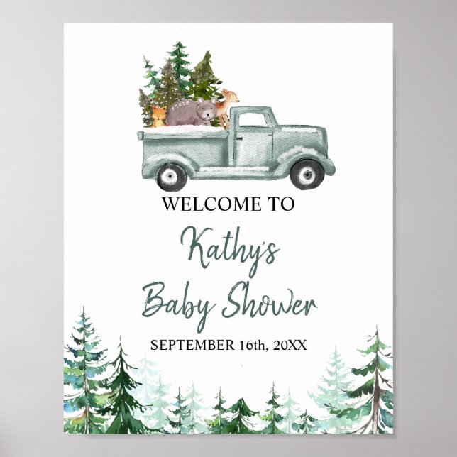 Animaux de bois Pine Trees Affiche de bienvenue (Devant)